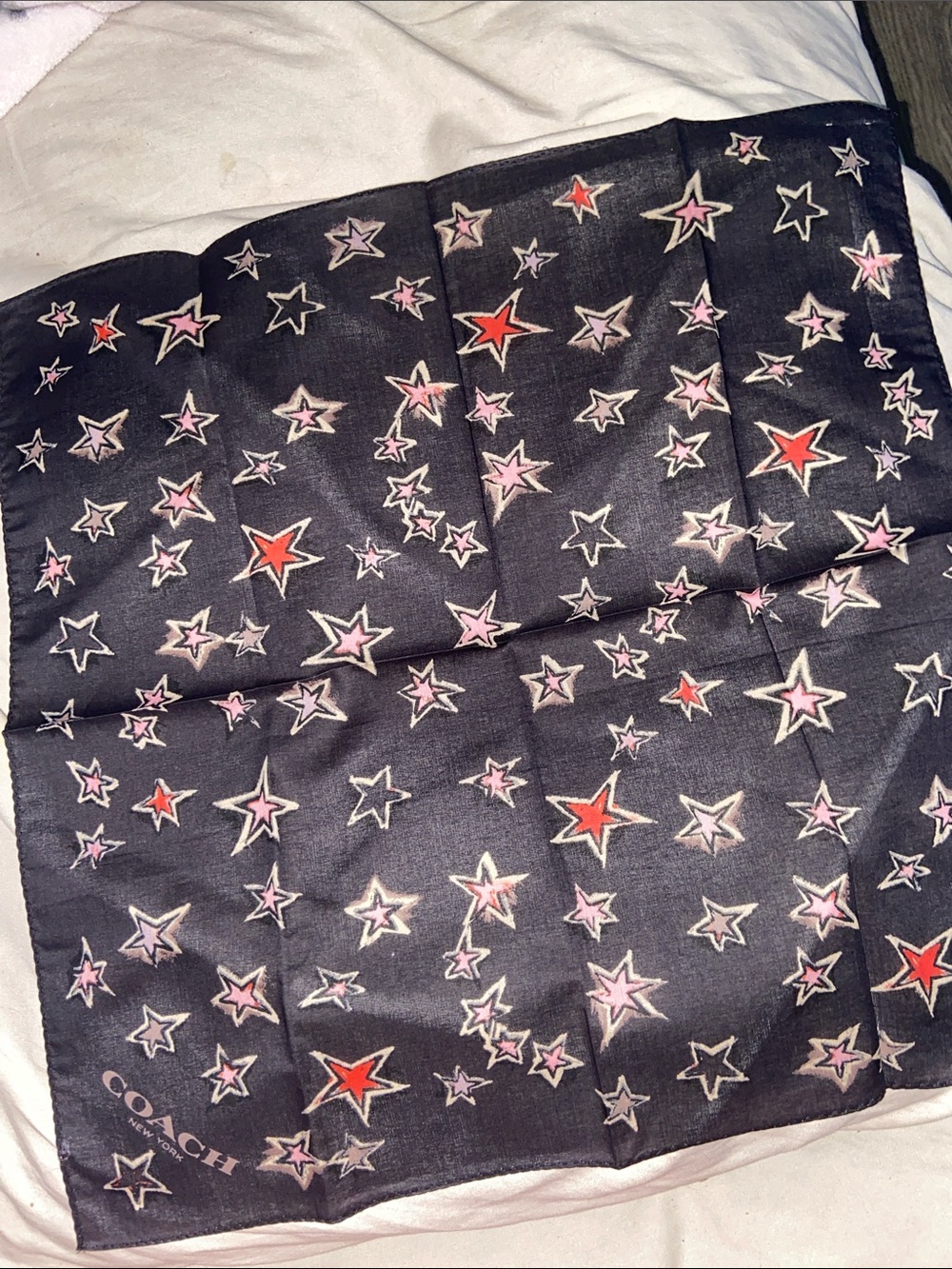 Coach Star Print Hanker-chief Bag Scarf EUC